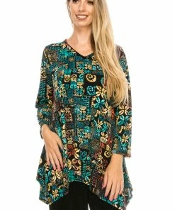 Jostar Women's Stretchy V-Neck Binding Top Quarter Sleeves Plus, 313BN-QXP-W167 Tops