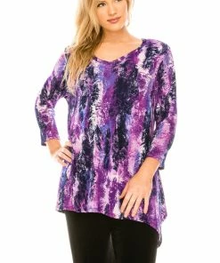 Jostar Women's Stretchy V-Neck Binding Top Quarter Sleeves Plus, 313BN-QXP-W170 Tops