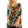 Jostar Women's Stretchy V-Neck Binding Top 3/4 Sleeve Print-313BN-QRP1-W175