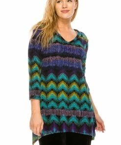 Jostar Women's Stretchy V-Neck Binding Top 3/4 Sleeve Print-313BN-QRP1-W176