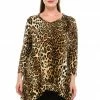 Jostar Women's Stretchy V-Neck Binding Top 3/4 Sleeve Print-313BN-QRP1-W757