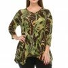 Jostar Women's Stretchy V-Neck Binding Top 3/4 Sleeve Print, 313BN-QP-W984
