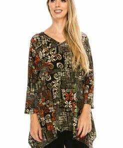 Jostar Women's Stretchy V-Neck Binding Top Quarter Sleeves Plus, 313BN-QXP-W167 Tops