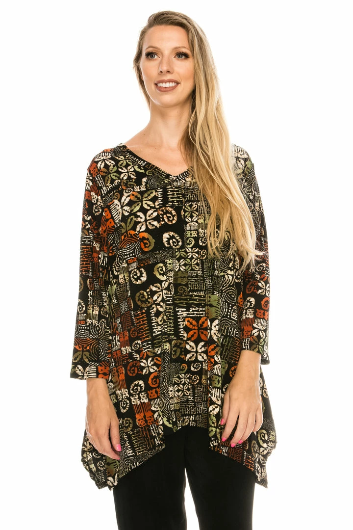 Jostar Women's Stretchy V-Neck Binding Top Quarter Sleeves Plus, 313BN-QXP-W167 Tops