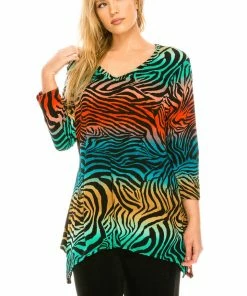 Jostar Women's Stretchy V-Neck Binding Top Quarter Sleeves Plus, 313BN-QXP-W171 Tops