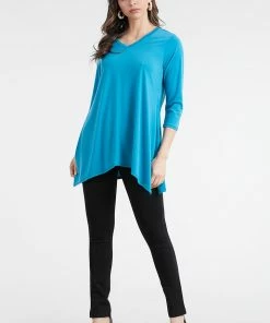 Tops Jostar Women's HIT V-Neck Quarter Sleeve Binding Top-313HT-QRS1