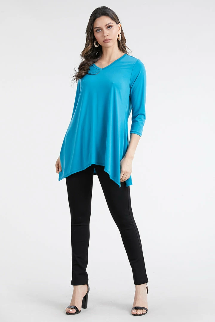 Tops Jostar Women's HIT V-Neck Quarter Sleeve Binding Top-313HT-QRS1