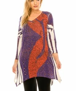 Jostar Online Jostar Women's HIT V-Neck Binding Top 3/4 Sleeve Sublimation Plus, 313HT-QXU1-R-U174