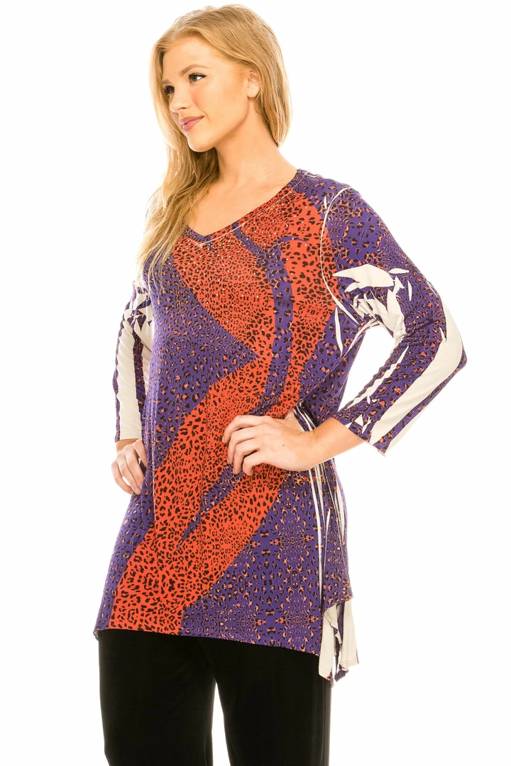 Jostar Online Jostar Women's HIT V-Neck Binding Top 3/4 Sleeve Sublimation Plus, 313HT-QXU1-R-U174