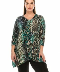 Jostar Women's HIT V-Neck Binding Top Half Sleeve Print-313HT-QRP1-W084