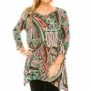 Tops Jostar Women's HIT V-Neck Binding Top Half Sleeve Print-313HT-QRP1-W098