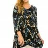Jostar Women's HIT V-Neck Binding Top Half Sleeve Print-313HT-QRP1-W118