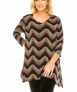 Tops Jostar Women's HIT V-Neck Binding Top Half Sleeve Print-313HT-QRP1-W119