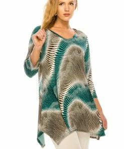 Jostar Women's HIT V-Neck Binding Top Half Sleeve Print-313HT-QRP1-W143 Quarter Sleeves