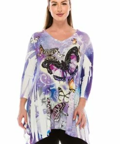 Jostar Women's HIT V-Neck Binding Top 3/4 Sleeve Sublimation Rhinestones-313HT-QRU1-R-U072 Tops
