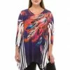 Tops Jostar Women's HIT V-Neck Binding Top 3/4 Sleeve Sublimation Rhinestones, 313HT-QU-R-U155