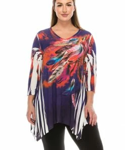 Tops Jostar Women's HIT V-Neck Binding Top 3/4 Sleeve Sublimation Rhinestones, 313HT-QU-R-U155