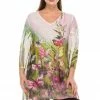 Tops Jostar Women's HIT V-Neck Binding Top 3/4 Sleeve Sublimation Rhinestones-313HT-QRU1-R-U160
