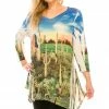 Jostar Women's HIT V-Neck Binding Top 3/4 Sleeve Sublimation Rhinestones-313HT-QRU1-R-U170
