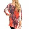 Jostar Women's HIT V-Neck Binding Top 3/4 Sleeve Sublimation Rhinestones-313HT-QRU1-R-U171 Tops