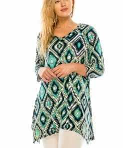 Quarter Sleeves Jostar Women's HIT V-Neck Binding Top Half Sleeve Plus Printed, 313HT-QXP-W147