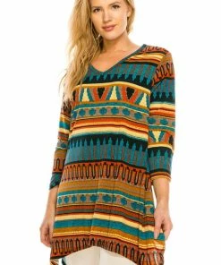 Jostar Women's HIT V-Neck Binding Top Half Sleeve Plus Printed, 313HT-QXP-W153 Tops