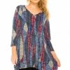 Jostar Women's HIT V-Neck Binding Top Half Sleeve Plus Printed, 313HT-QXP-W158