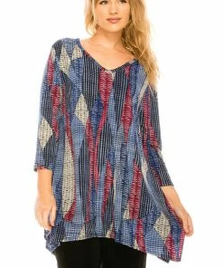 Jostar Women's HIT V-Neck Binding Top Half Sleeve Plus Printed, 313HT-QXP-W158