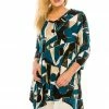 Jostar Women's HIT V-Neck Binding Top Half Sleeve Plus Printed, 313HT-QXP-W163