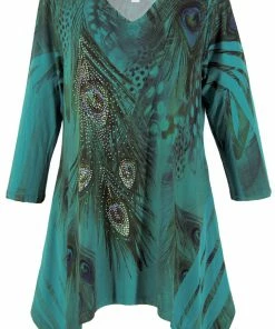 Plus Size Jostar Women's HIT V-Neck Binding Top 3/4 Sleeve Sublimation Plus, 313HT-QXU-R-U052