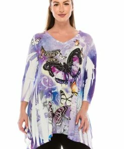 Plus Size Jostar Women's HIT V-Neck Binding Top 3/4 Sleeve Sublimation Plus, 313HT-QXU-R-U072