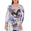 Plus Size Jostar Women's HIT V-Neck Binding Top 3/4 Sleeve Sublimation Plus, 313HT-QXU-R-U072