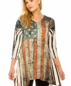 Plus Size Jostar Women's HIT V-Neck Binding Top 3/4 Sleeve Sublimation Plus, 313HT-QXU-R-U169