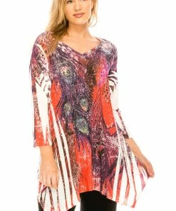 Jostar Women's HIT V-Neck Binding Top 3/4 Sleeve Sublimation Plus, 313HT-QXU-R-U171 Plus Size