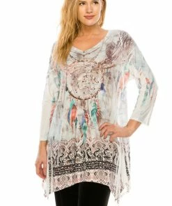 Jostar Women's HIT V-Neck Binding Top 3/4 Sleeve Sublimation Plus, 313HT-QXU-R-U175 Plus Size