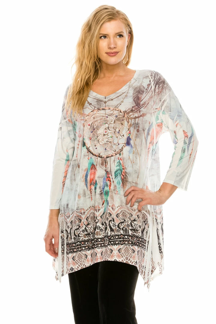 Jostar Women's HIT V-Neck Binding Top 3/4 Sleeve Sublimation Plus, 313HT-QXU-R-U175 Plus Size