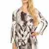 Plus Size Jostar Women's HIT V-Neck Binding Top 3/4 Sleeve Sublimation Plus, 313HT-QXU-R-U177