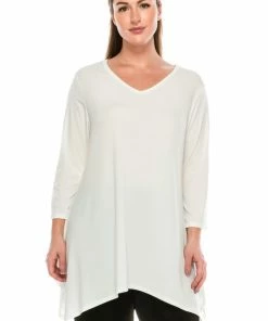 Tops Jostar Women's HIT V-Neck Quarter Sleeve Binding Top-313HT-QRS1