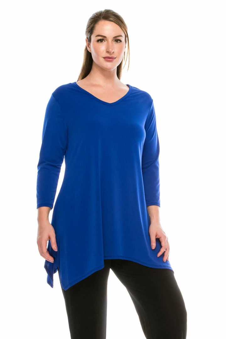 Tops Jostar Women's HIT V-Neck Quarter Sleeve Binding Top-313HT-QRS1