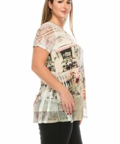 Jostar Women's HIT Slub Bottom Layered Top Short Sleeve Sublimation Rhinestone, 326HT-SRU1-R-U140 Tops