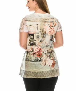 Jostar Women's HIT Slub Bottom Layered Top Short Sleeve Sublimation Rhinestone, 326HT-SRU1-R-U140 Tops