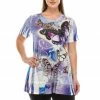 Jostar Women's HIT Slub Bottom Layered Top Short Sleeve Sublimation Rhinestone, 326HT-SU-R-U072