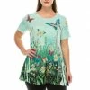 Jostar Women's HIT Slub Bottom Layered Top Short Sleeve Sublimation Rhinestone, 326HT-SU-R-U123 Tops