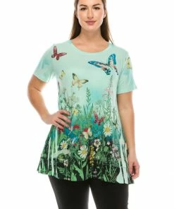 Jostar Women's HIT Slub Bottom Layered Top Short Sleeve Sublimation Rhinestone, 326HT-SU-R-U123 Tops