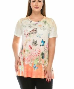 Tops Jostar Women's HIT Slub Bottom Layered Top Short Sleeve Sublimation Rhinestone-326HT-SRU1-R-U134