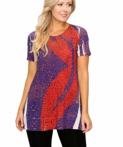 Tops Jostar Women's HIT Slub Bottom Layered Top Short Sleeve Sublimation Rhinestone-326HT-SRU1-R-U174