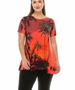 Jostar Women's HIT Slub Bottom Layered Top Short Sleeve Sublimation Rhinestone-326HT-SRU1-R-U714