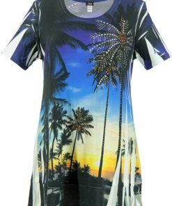 Jostar Women's HIT Slub Bottom Layered Top Short Sleeve Sublimation Rhinestone, 326HT-SXU-R-U714 Tops