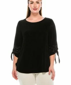 Jostar Women's Non Iron Tie-Bell Sleeve With Rhinestone Plus, 342AY-QX-R