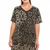 Short Sleeves Jostar Women's HIT V-Neck Straight Bottom Top Short Sleeve Print-343HT-SRP1-W155
